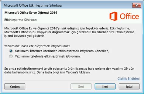 Microsoft Office Etkinleştirme